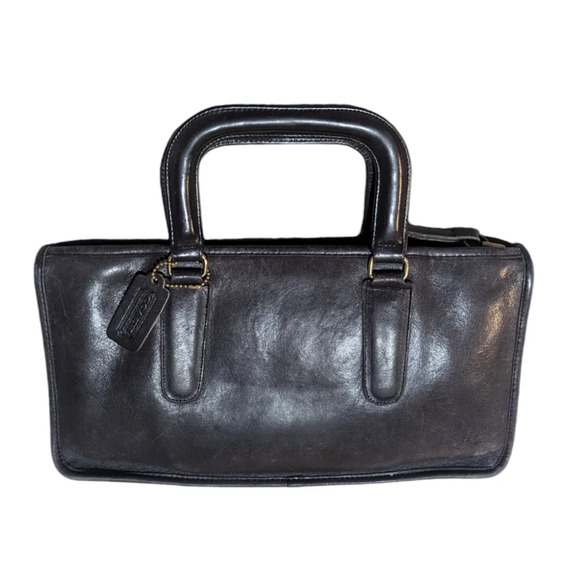 Vintage COACH NYC Bonnie Cashin Black Leather Slim Satchel Bag - Picture 1 of 8